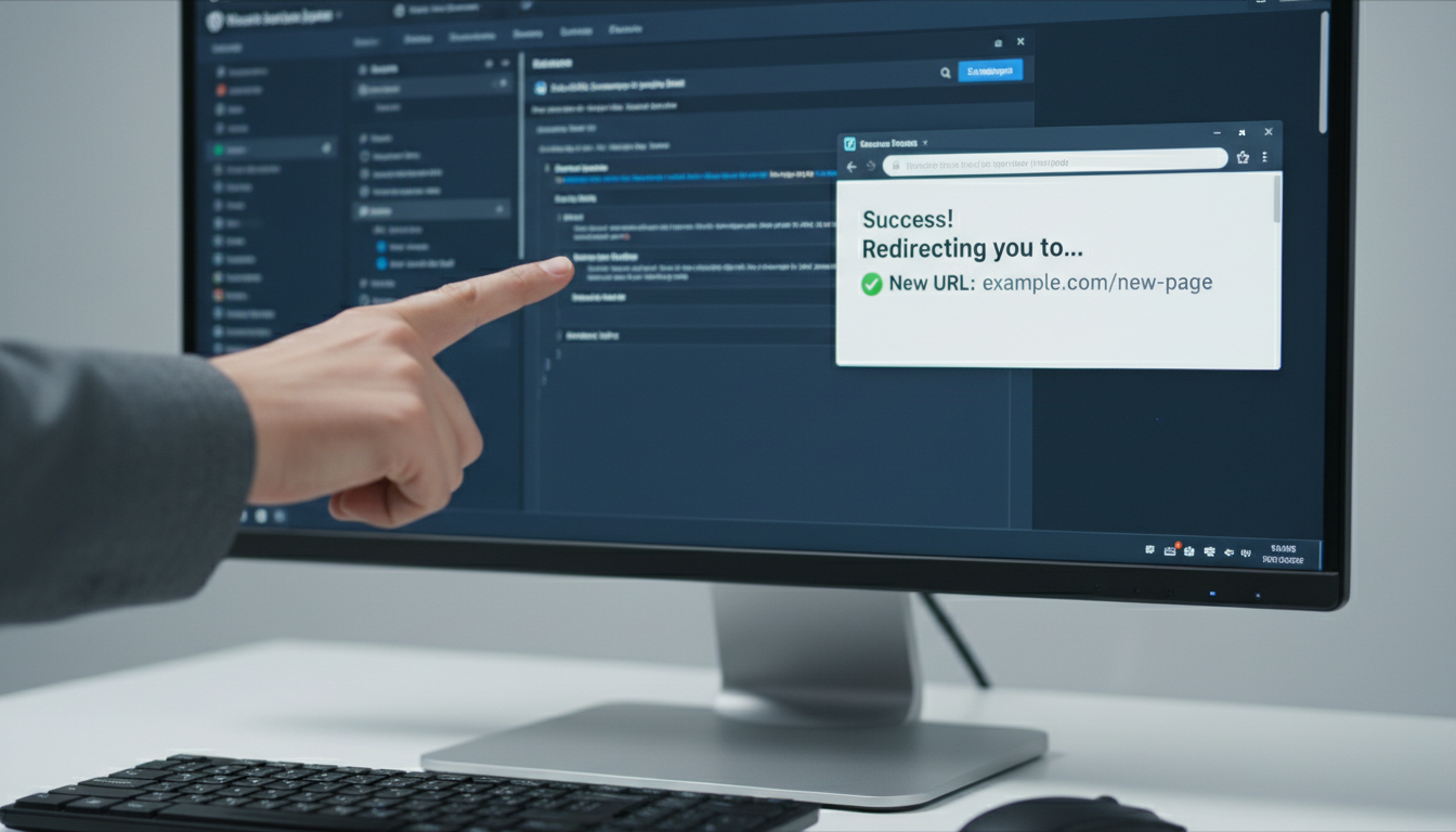 Tela do WordPress com código de redirecionamento 301 e plugin de SEO