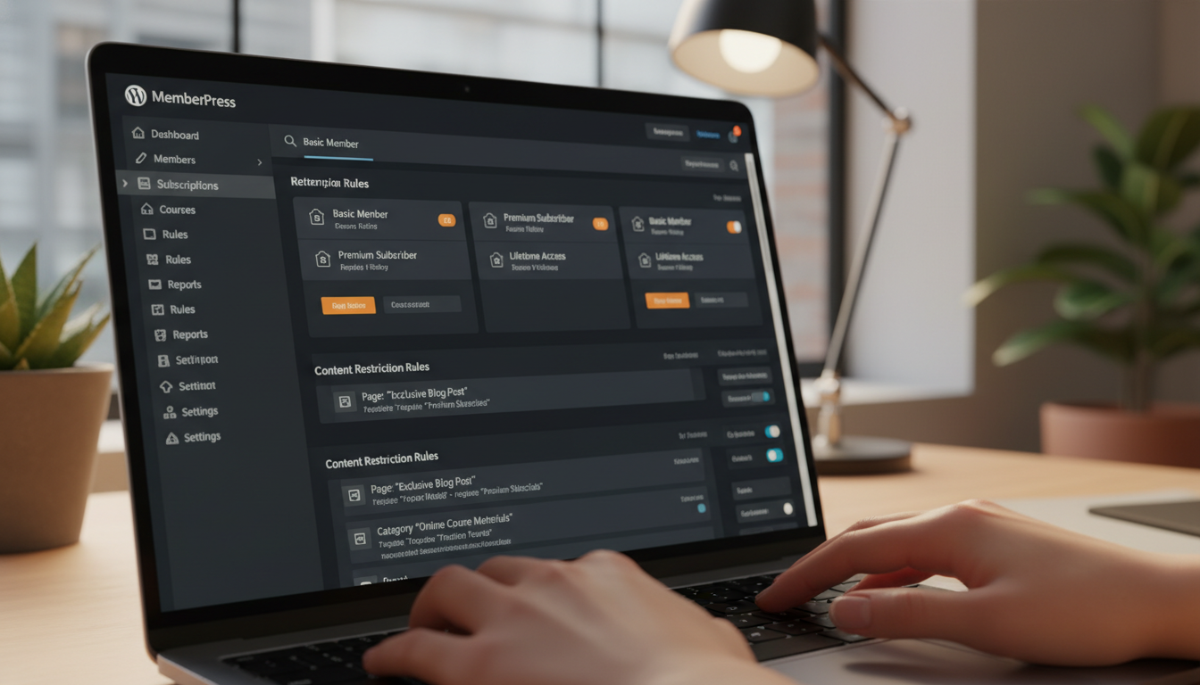 Painel WordPress para site de membros, configurações de assinatura e restrição de conteúdo