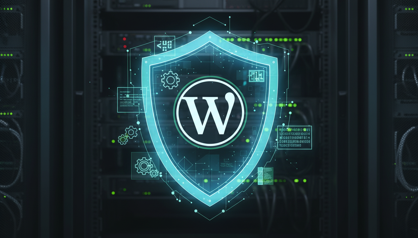 Escudo digital protegendo WordPress e Crocoblock, segurança cibernética e proteção de dados