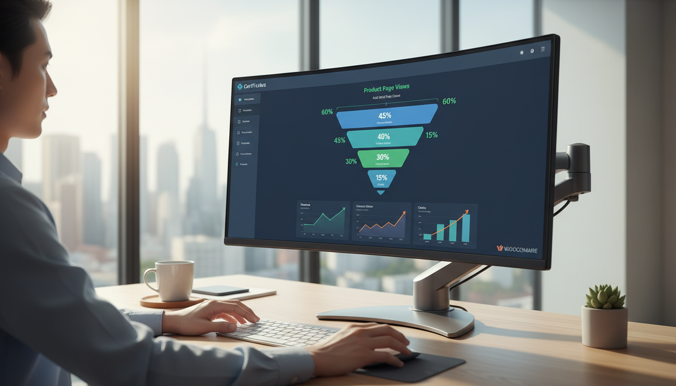 Dashboard do CartFlows 2.2.0 com funil de vendas e métricas de conversão para WooCommerce