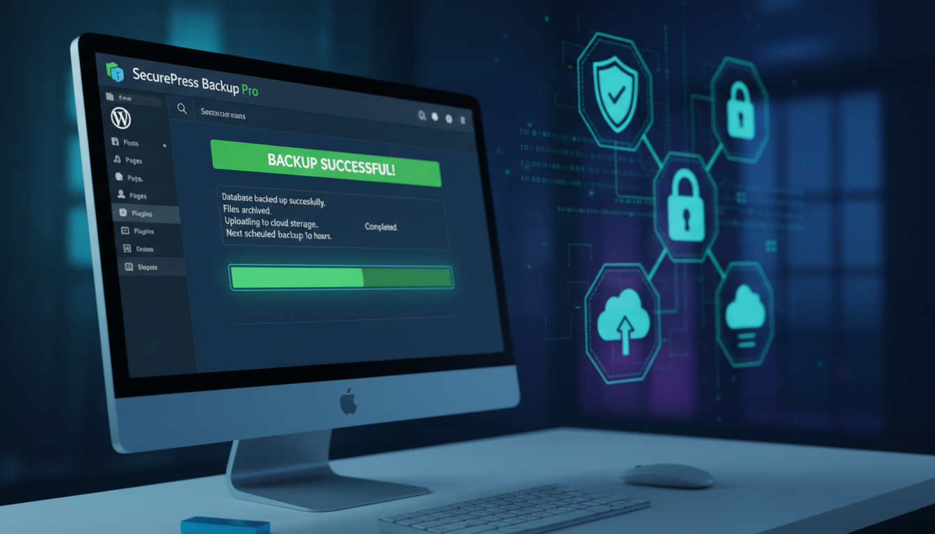 Plugin de backup WordPress em ação protegendo dados do site