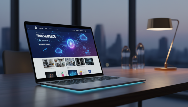WooCommerce na Nuvem em laptop, e-commerce escalável, hospedagem em nuvem