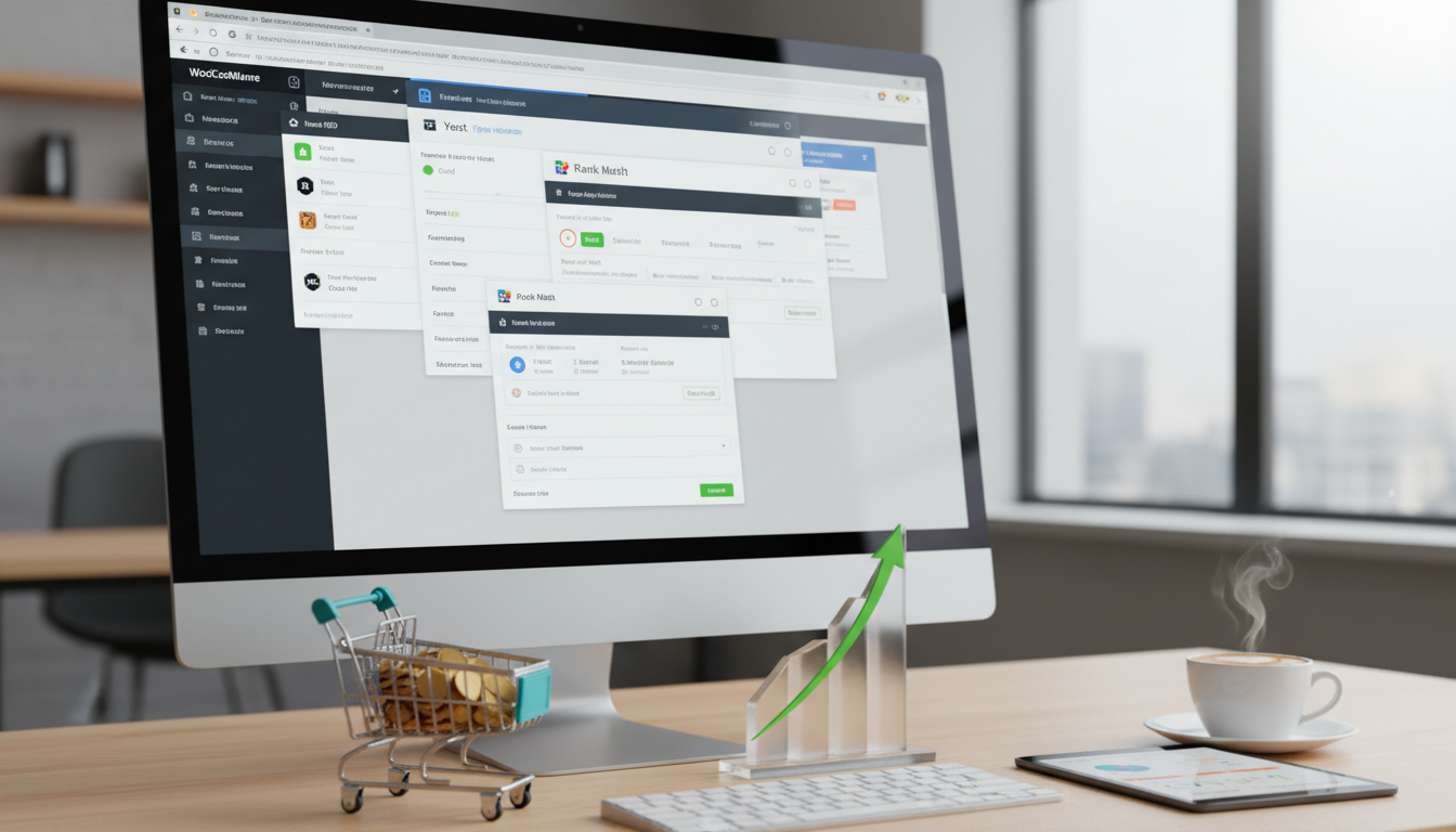 Painel WooCommerce SEO com plugins, otimização de loja online