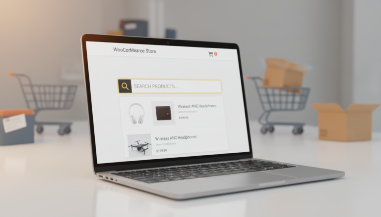 Interface do Advanced Woo Search 3.54 com campo de busca e produtos listados para WooCommerce