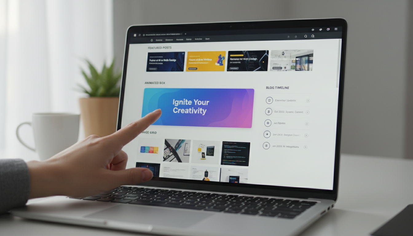 Interface do Elementor com widgets JetElements para blog