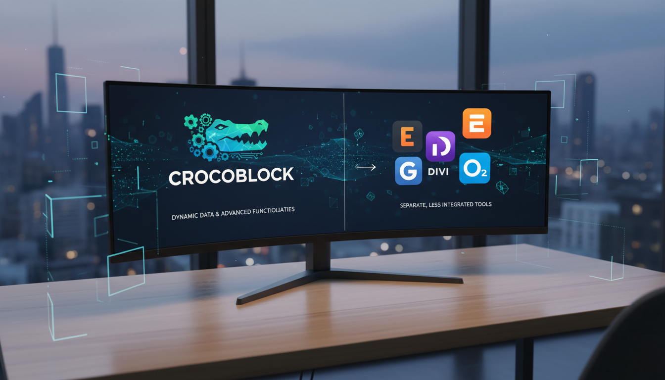 Comparativo de funcionalidades Crocoblock vs. Elementor, Divi, Gutenberg para desenvolvimento web