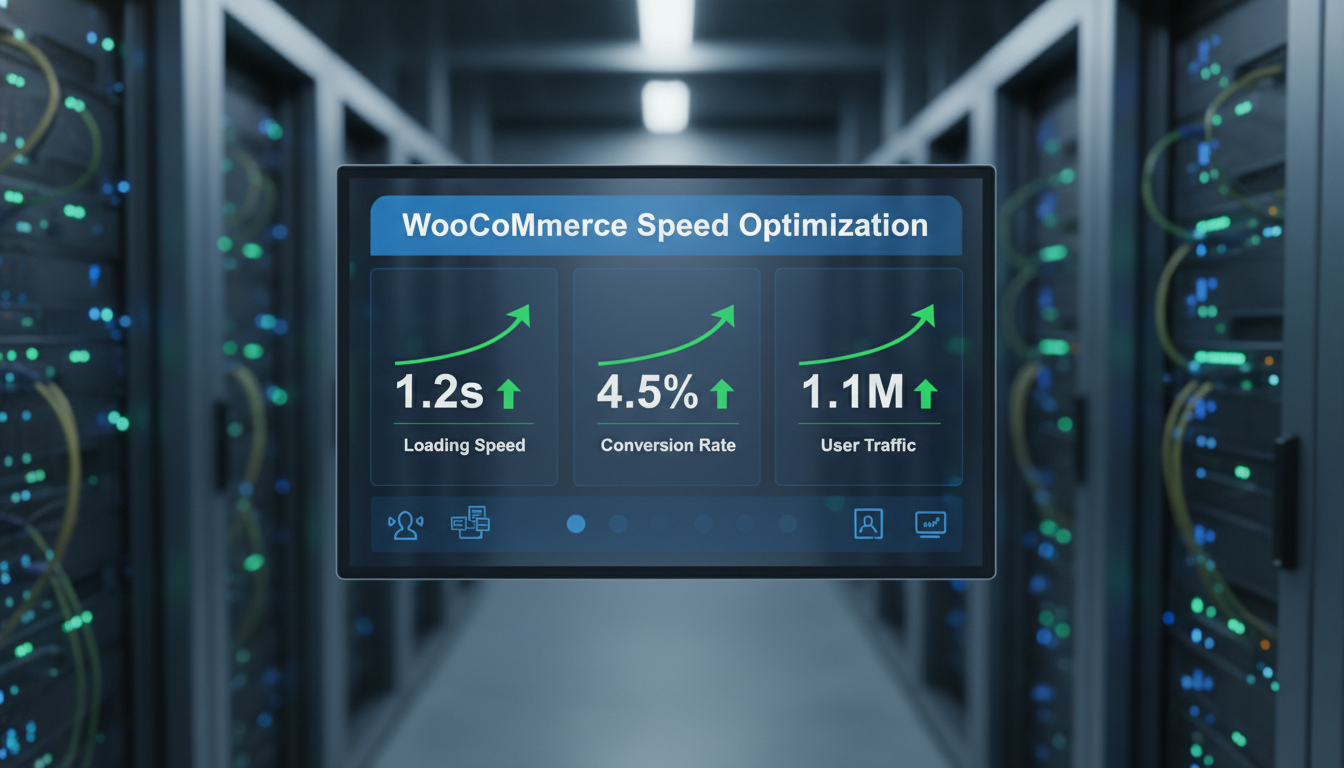 Dashboard mostrando como acelerar sua loja WooCommerce com métricas de desempenho e otimização