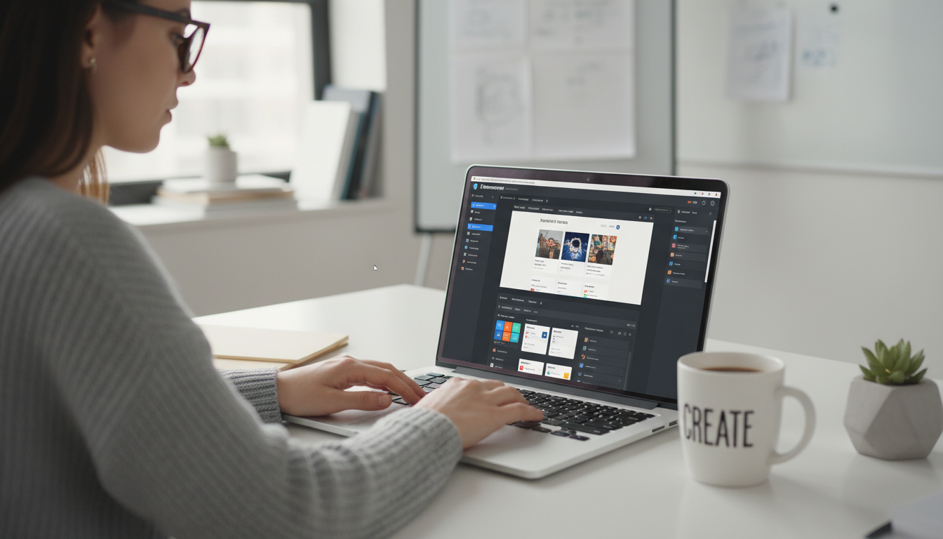Designer trabalhando com Elementor PRO para otimizar a experiência do usuário (UX) de um site, criando designs responsivos e intuitivos