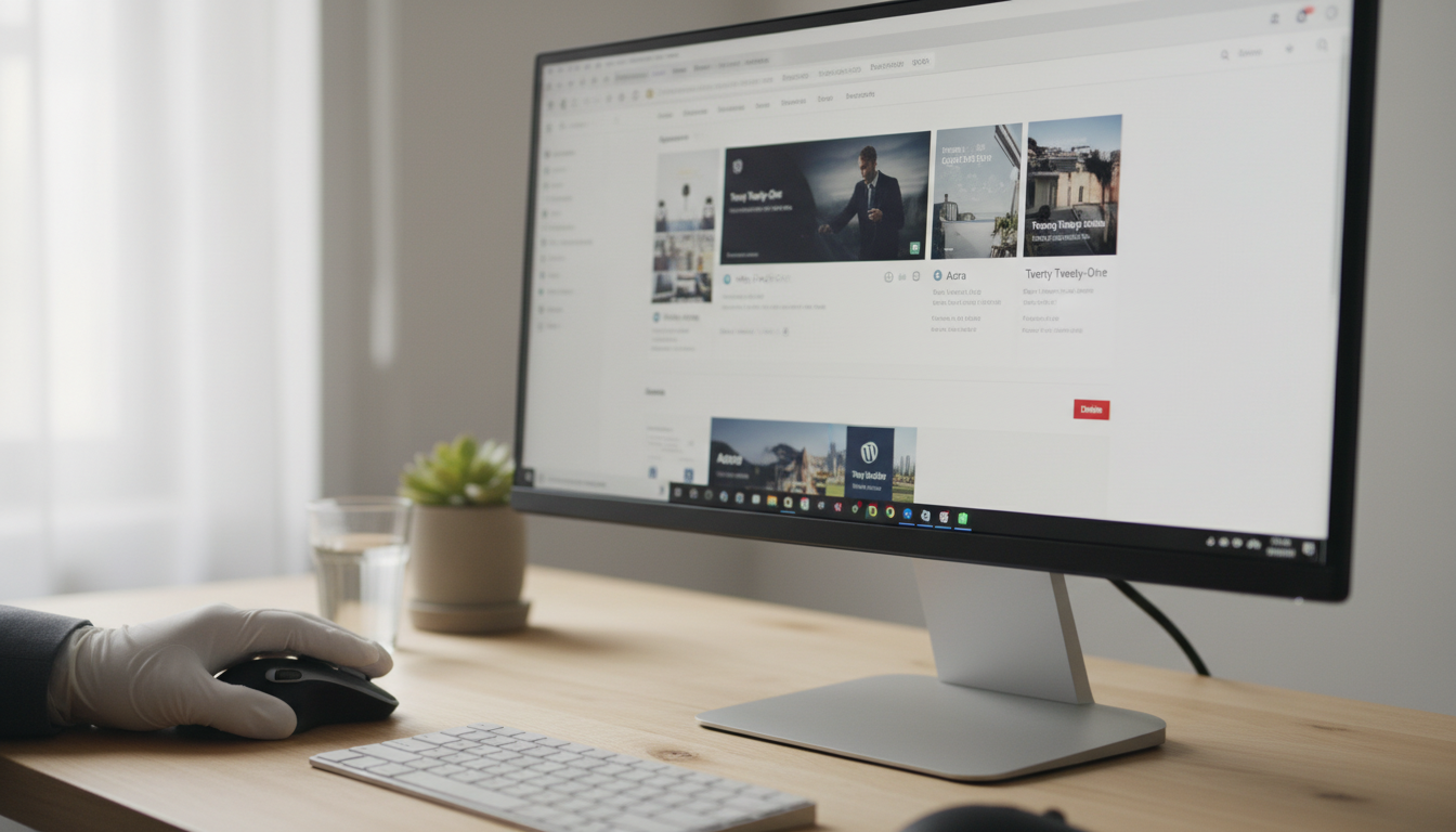 Painel WordPress com tema pronto para desinstalação