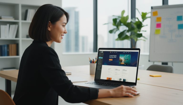 Designer usando Elementor PRO para criar site responsivo e profissional