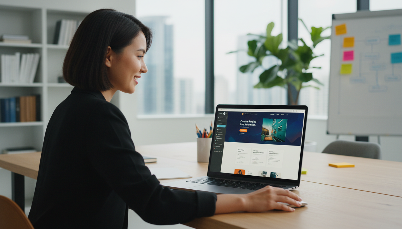 Designer usando Elementor PRO para criar site responsivo e profissional