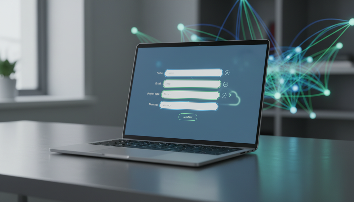 Formulário Forminator 1.51.1 em tela de laptop com design moderno e eficiente