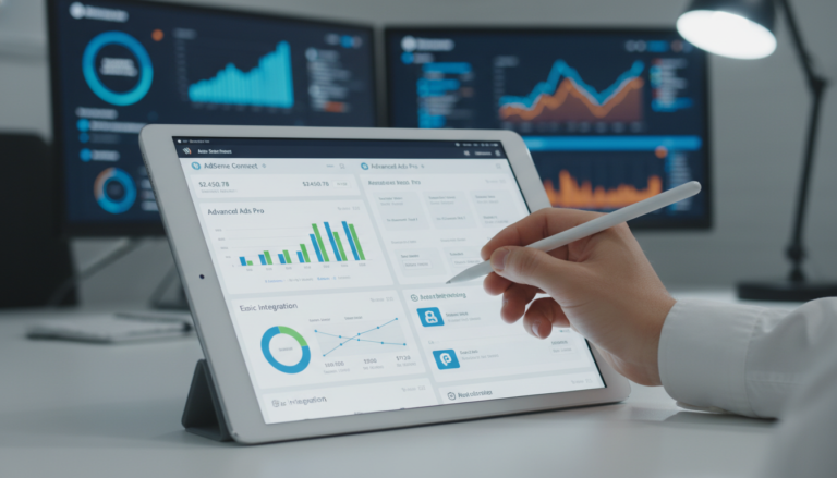 Interface de gerenciamento de anúncios em WordPress com plugins para monetização e publicidade.
