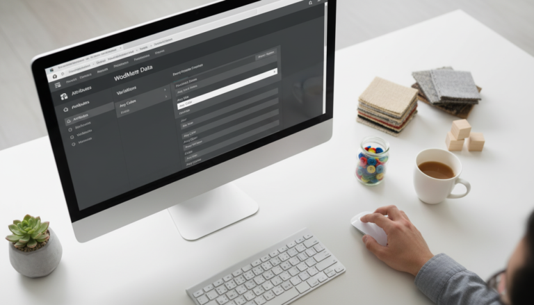 Tela de configuração de variações de produto no WooCommerce com amostras