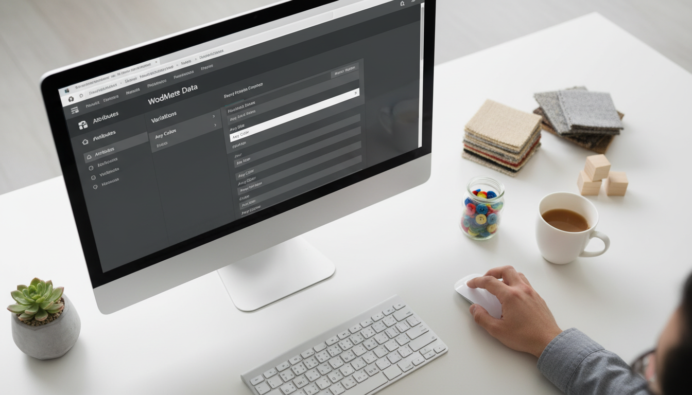 Tela de configuração de variações de produto no WooCommerce com amostras