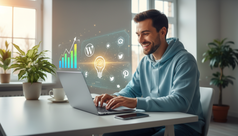 Pessoa criando blog de sucesso WordPress com estratégias SEO