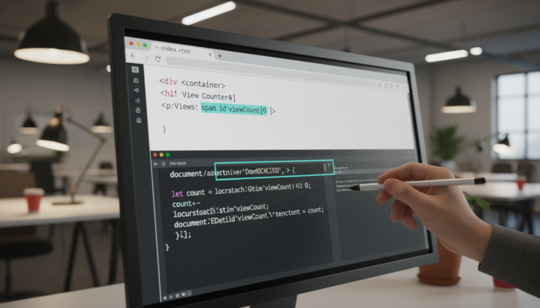 Snippet de código JavaScript para contador de visualizações em tela de computador