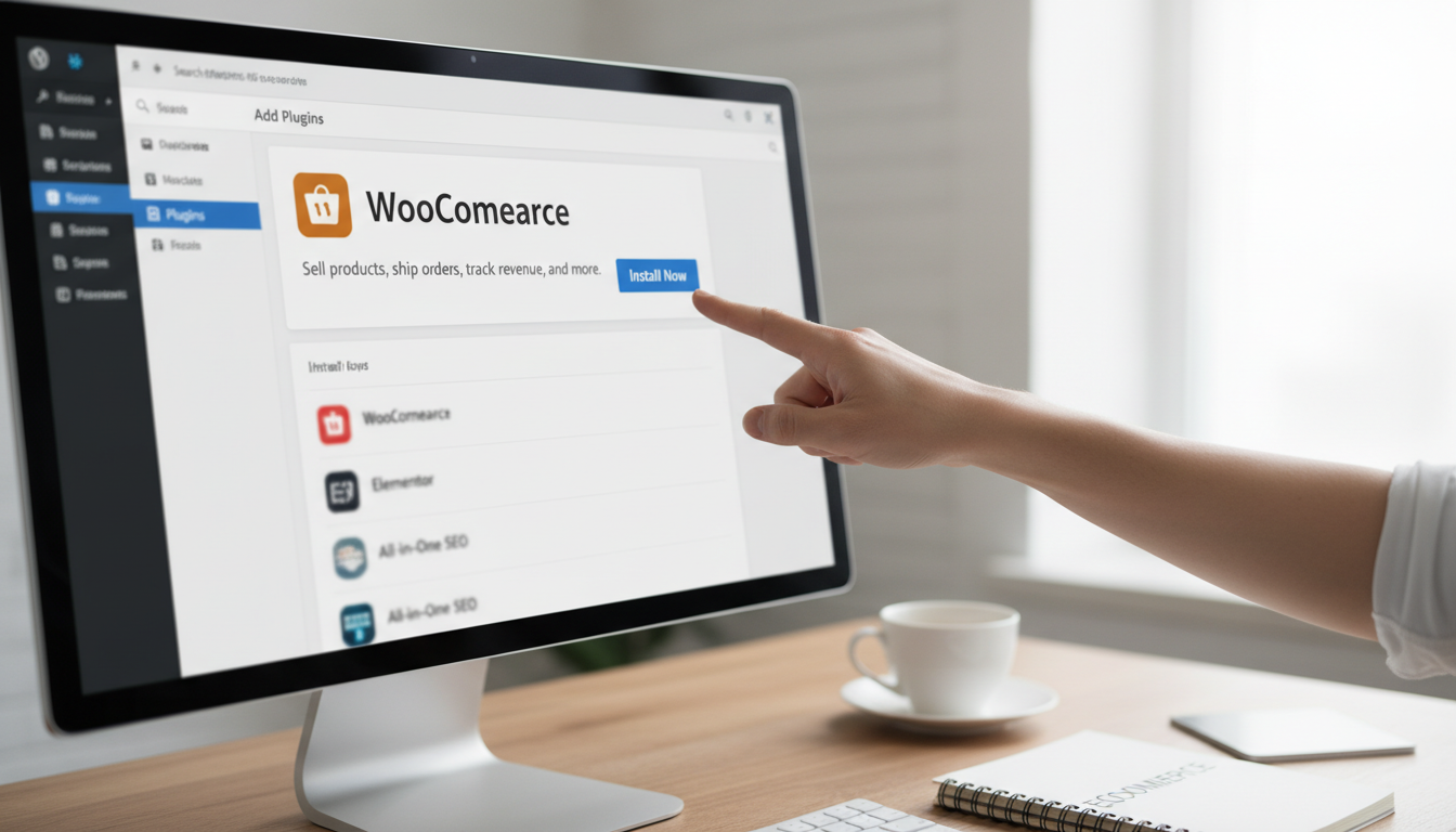 Tela do WordPress com WooCommerce sendo instalado, assistente de configuração