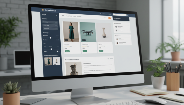 Captura de tela de um site de e-commerce personalizado usando Crocoblock e JetWooBuilder para WooCommerce