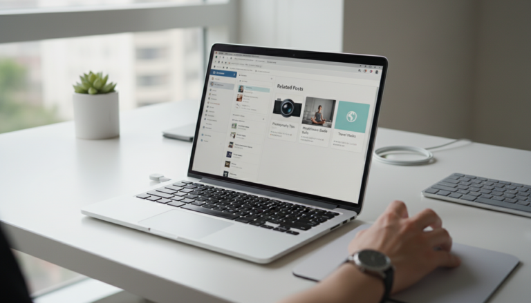 Plugin de Conteúdo Relacionado para WordPress em uso, otimizando o engajamento do site