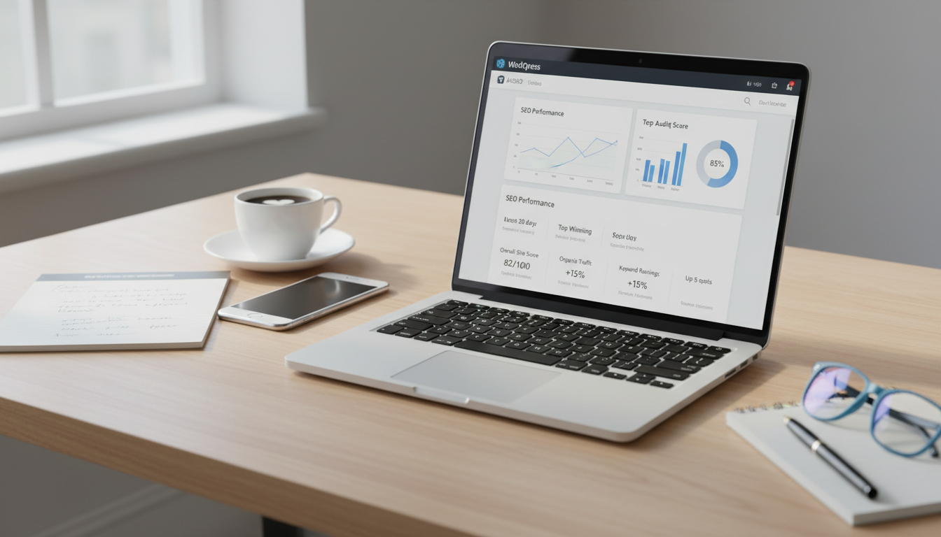 Painel do All in One SEO 4.9.4.1 com gráficos de desempenho SEO