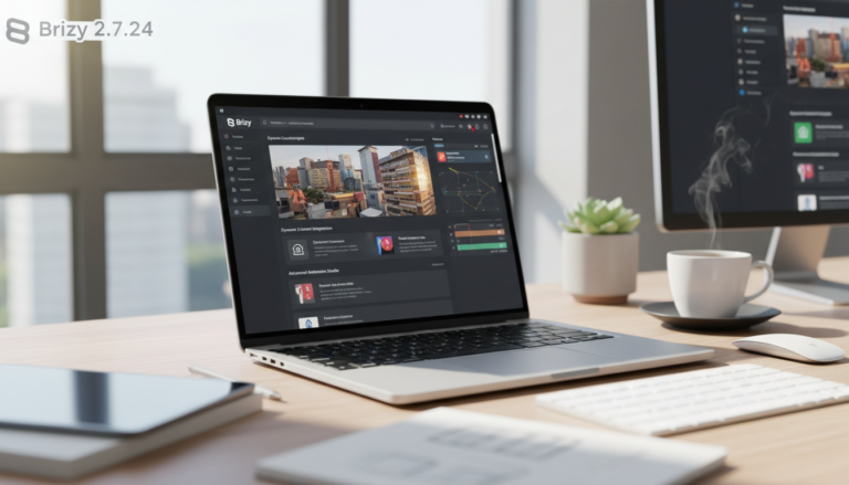 Brizy Page Builder 2.7.24 interface, novas funcionalidades, web design