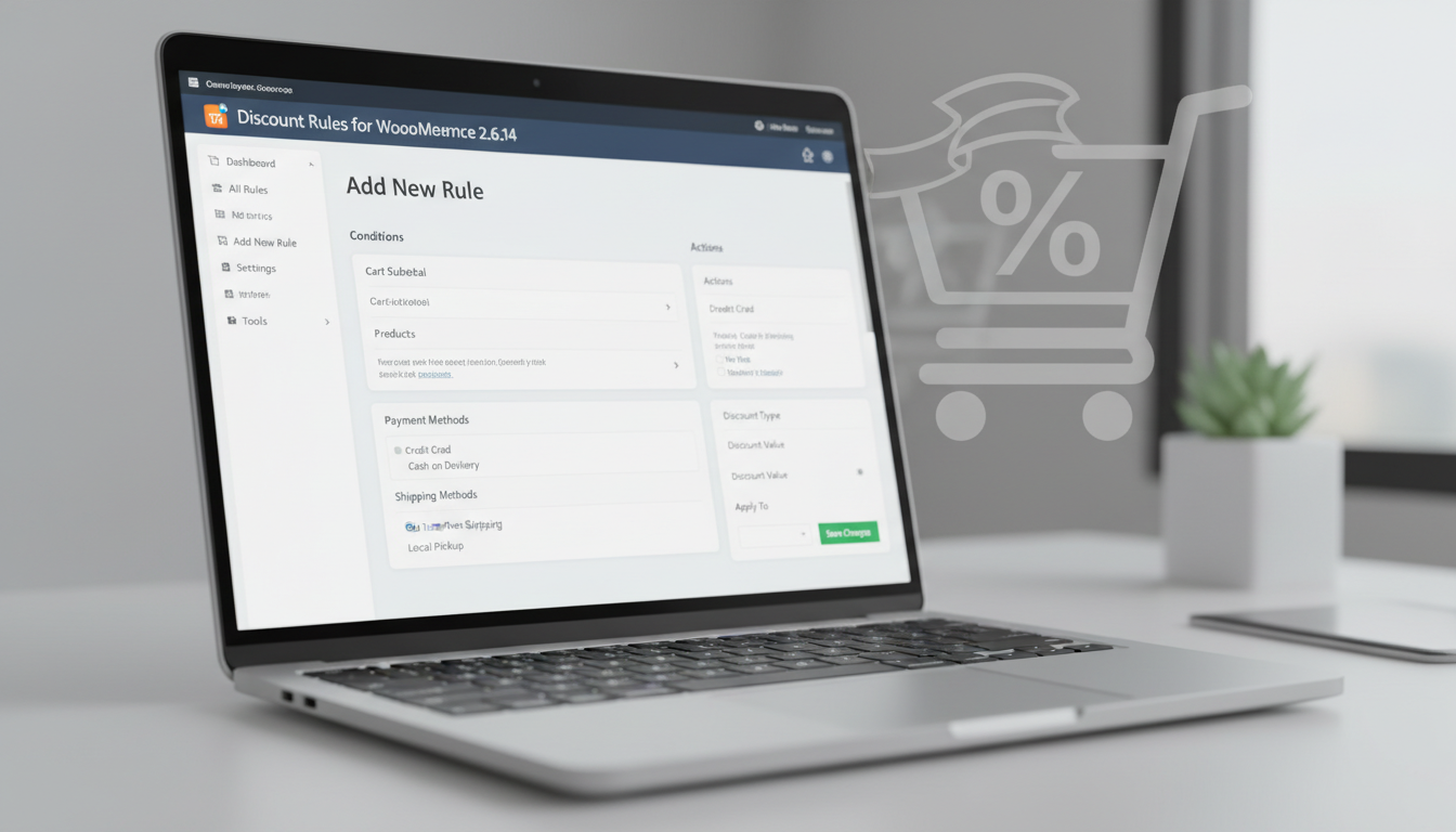 Dashboard do plugin Discount Rules for WooCommerce 2.6.14 com novas condições de desconto