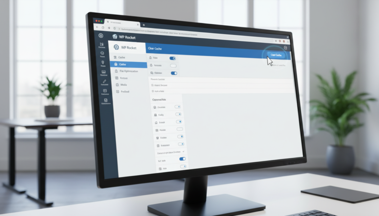 Configurações do WP Rocket para limpar cache de página