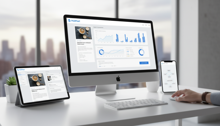 Dashboard do MailPoet 5.21.1 com automação de email marketing