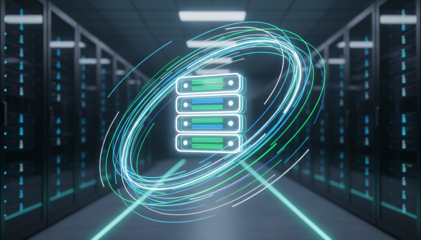 Ícone de banco de dados e dados digitais, simbolizando a otimização de velocidade de Plugins de Otimização de Banco de Dados WordPress.