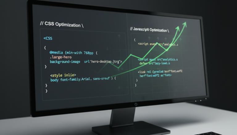 Snippets de código para otimização de CSS e JS, acelerando o carregamento do site e melhorando a performance web.