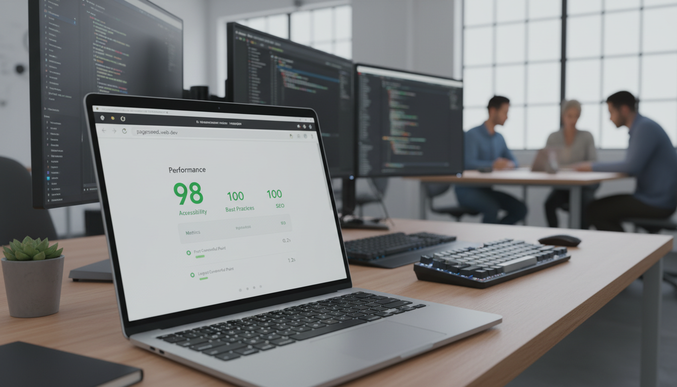 Gráfico de desempenho de site Crocoblock, otimização de velocidade, PageSpeed Insights