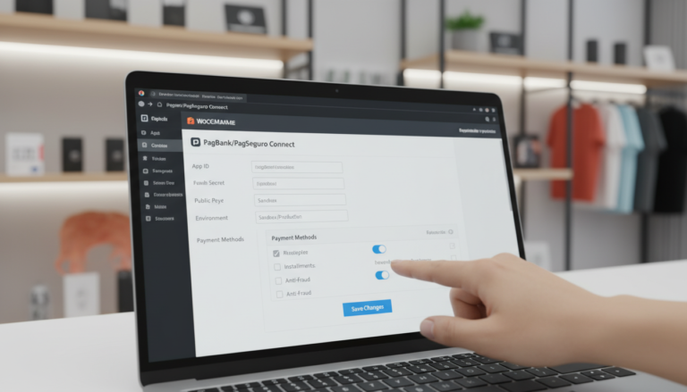 Configurações do plugin PagBank / PagSeguro Connect para WooCommerce 4.50.1, painel de administração