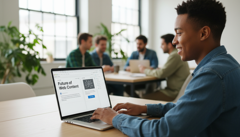 Editor de Blocos Gutenberg em uso no WordPress por um profissional, exibindo um layout de conteúdo