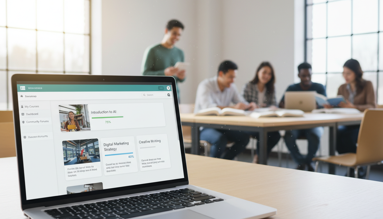Tema WordPress para Educação e Cursos Online em tela de computador
