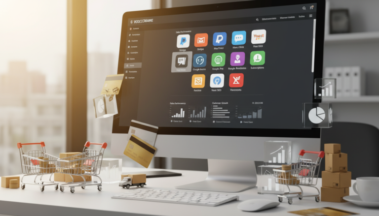 Interface WooCommerce com plugins importantes, otimizando loja virtual
