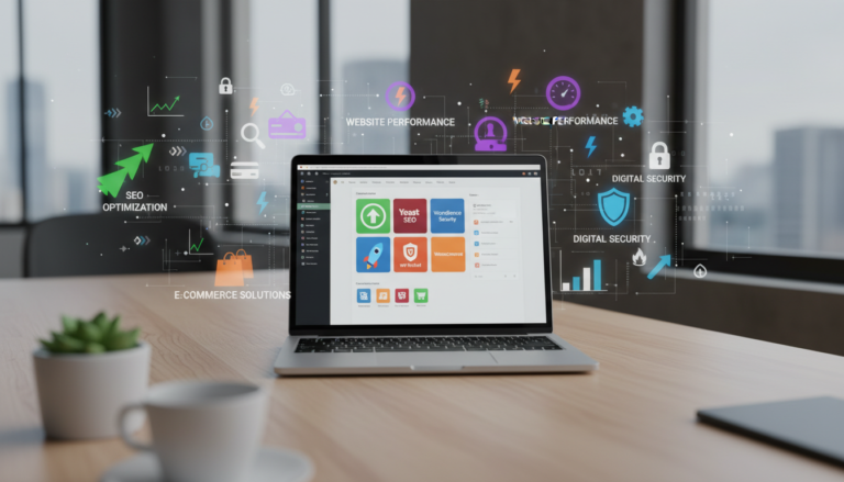 Plugins WordPress essenciais, otimização de site, segurança WordPress, performance WordPress, SEO WordPress, e-commerce WordPress, backup WordPress, formulários WordPress, cache WordPress