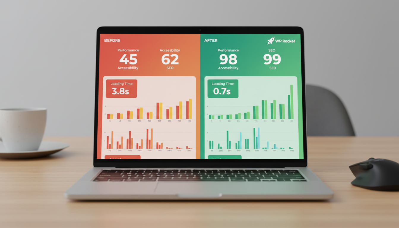 Comparativo de velocidade de site com WP Rocket