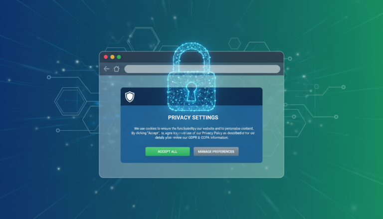 Banner de consentimento de cookies Complianz – GDPR/CCPA Cookie Consent 7.4.5 com cadeado digital