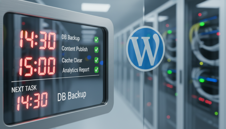 Cron Job WordPress, agendamento de tarefas, otimização de site, servidor, automação, wp-cron
