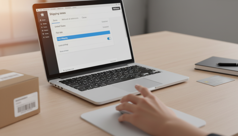 Painel WooCommerce com frete grátis configurado, zonas de entrega, métodos de envio