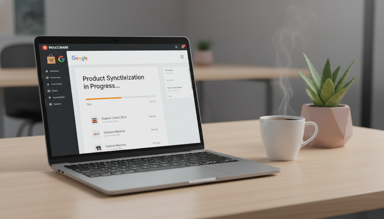Painel de controle do Google for WooCommerce 3.5.3 com produtos sincronizados
