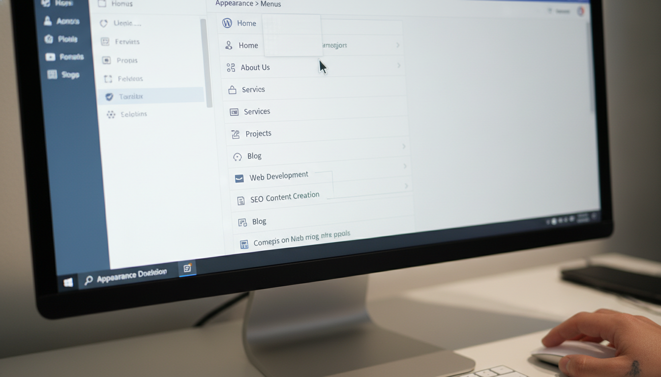Painel WordPress, Menus de Navegação, Configuração de Menu, Estrutura de Site, Otimização UX