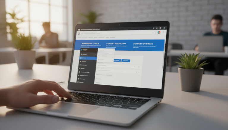 Interface do WordPress com plugin para site de membros