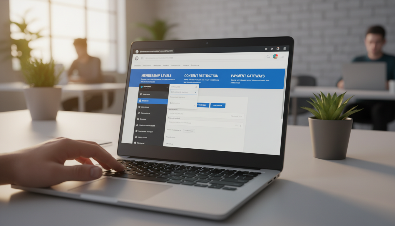 Interface do WordPress com plugin para site de membros