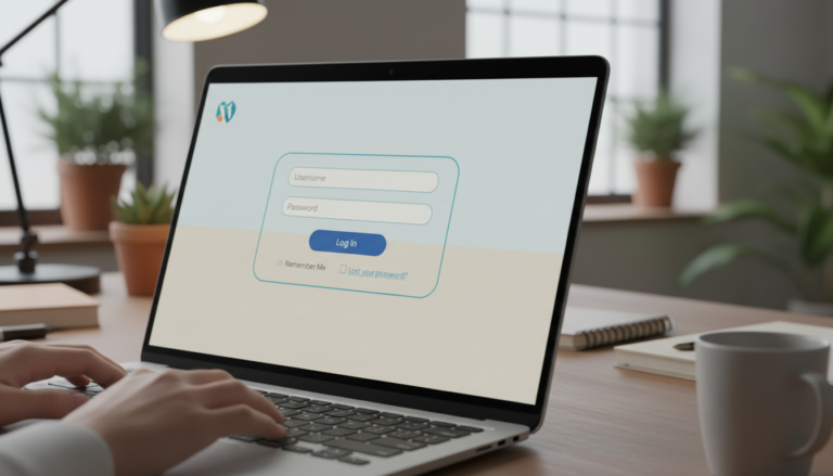 Formulário de login personalizado WordPress em laptop com branding customizado