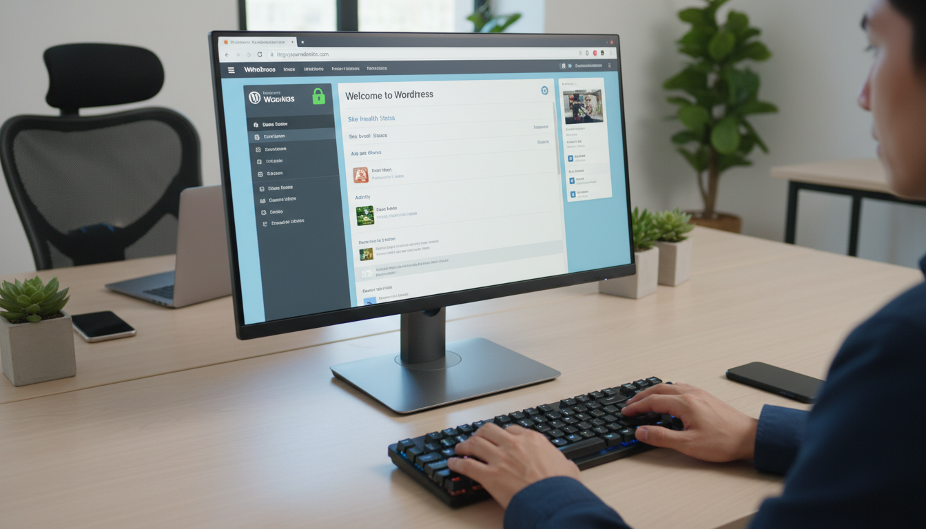 Dashboard WordPress com cadeado verde SSL ativado