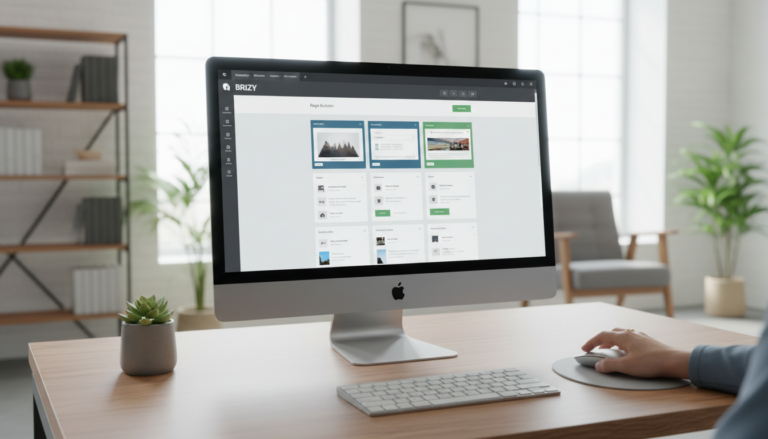 Brizy Page Builder 2.8.0, design responsivo, interface de arrastar e soltar, criação de sites, otimização de fluxo de trabalho