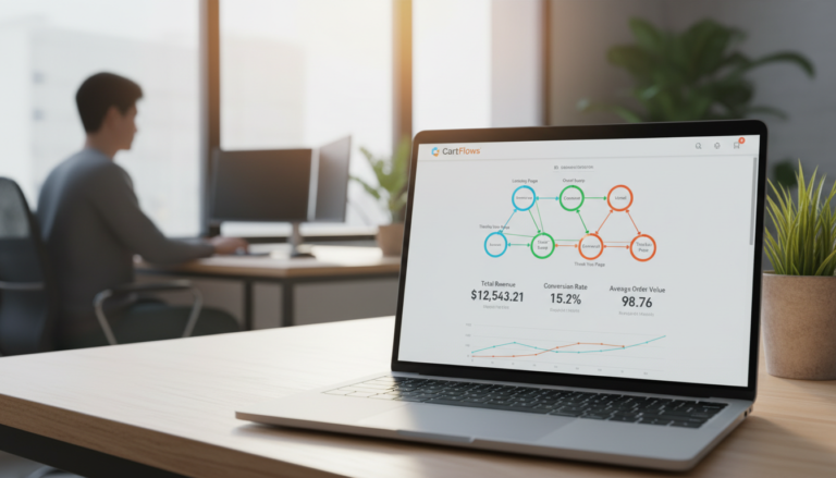Interface do CartFlows 2.2.4 para WooCommerce, otimizando checkout e funis de vendas