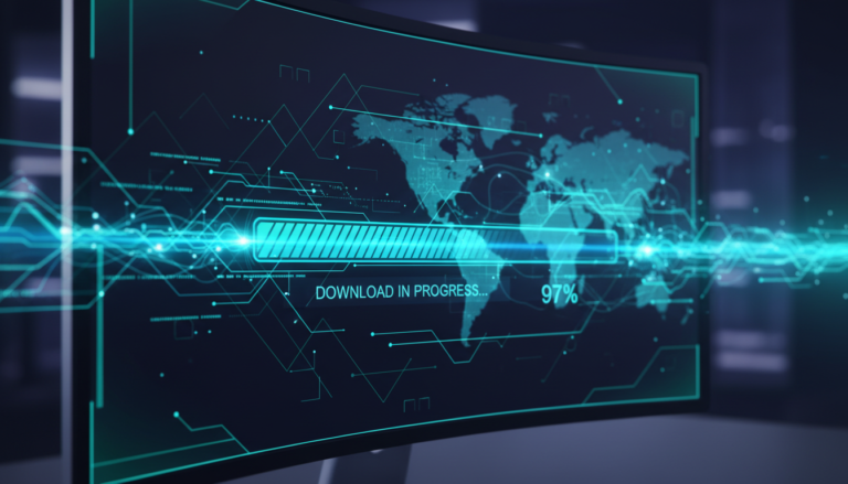 Download Manager 3.3.52 em ação, barra de progresso rápida, download otimizado